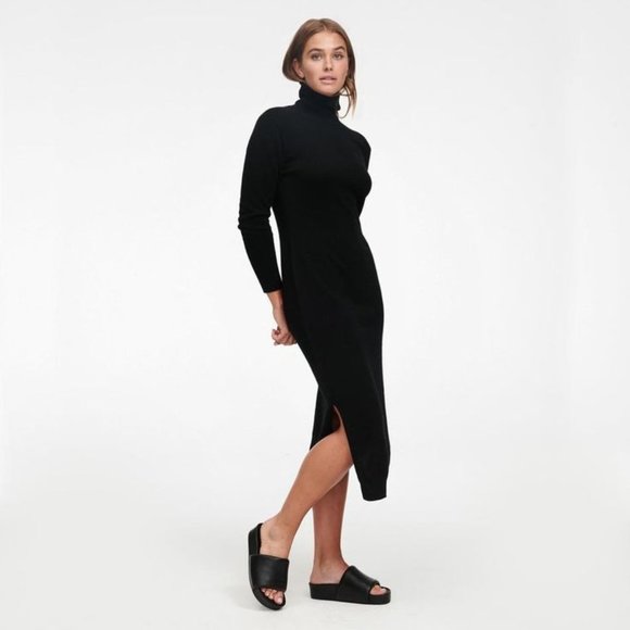 NAADAM 100% Cashmere Turtleneck Dress with Slits Size Small - Picture 1 of 8